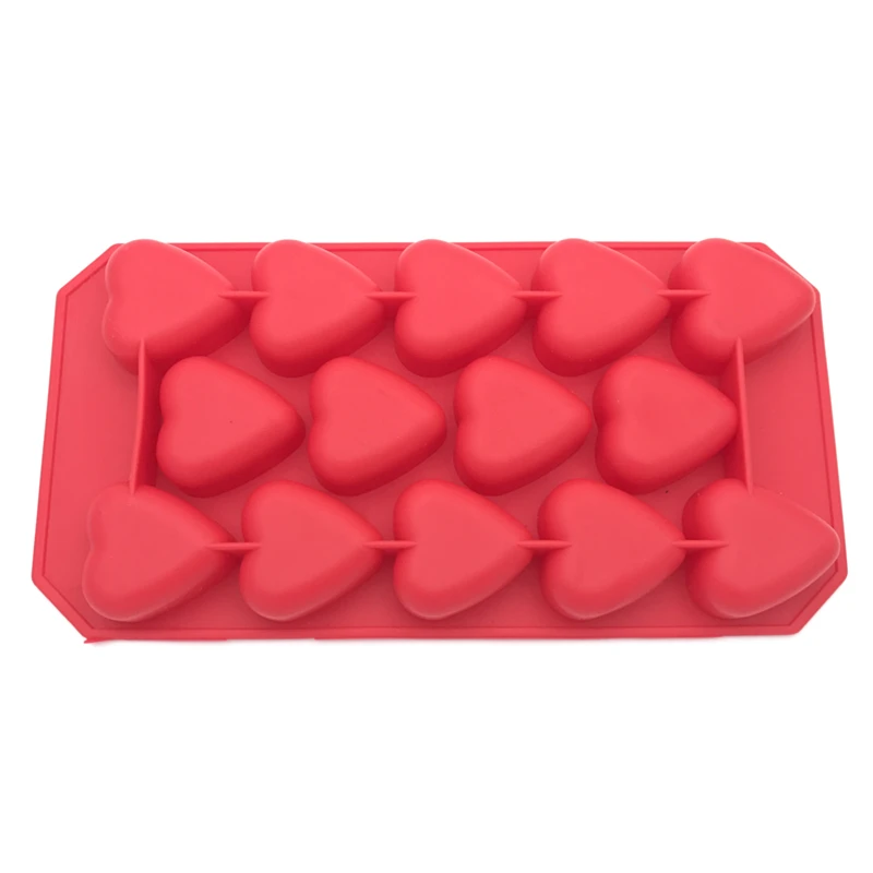 Aomily 14 Holes Romantic Heart Shaped 3D Chocolate Cake Mold Bakeware Silicone Handmade Pop Candy Pudding Muffin Icecream Mould