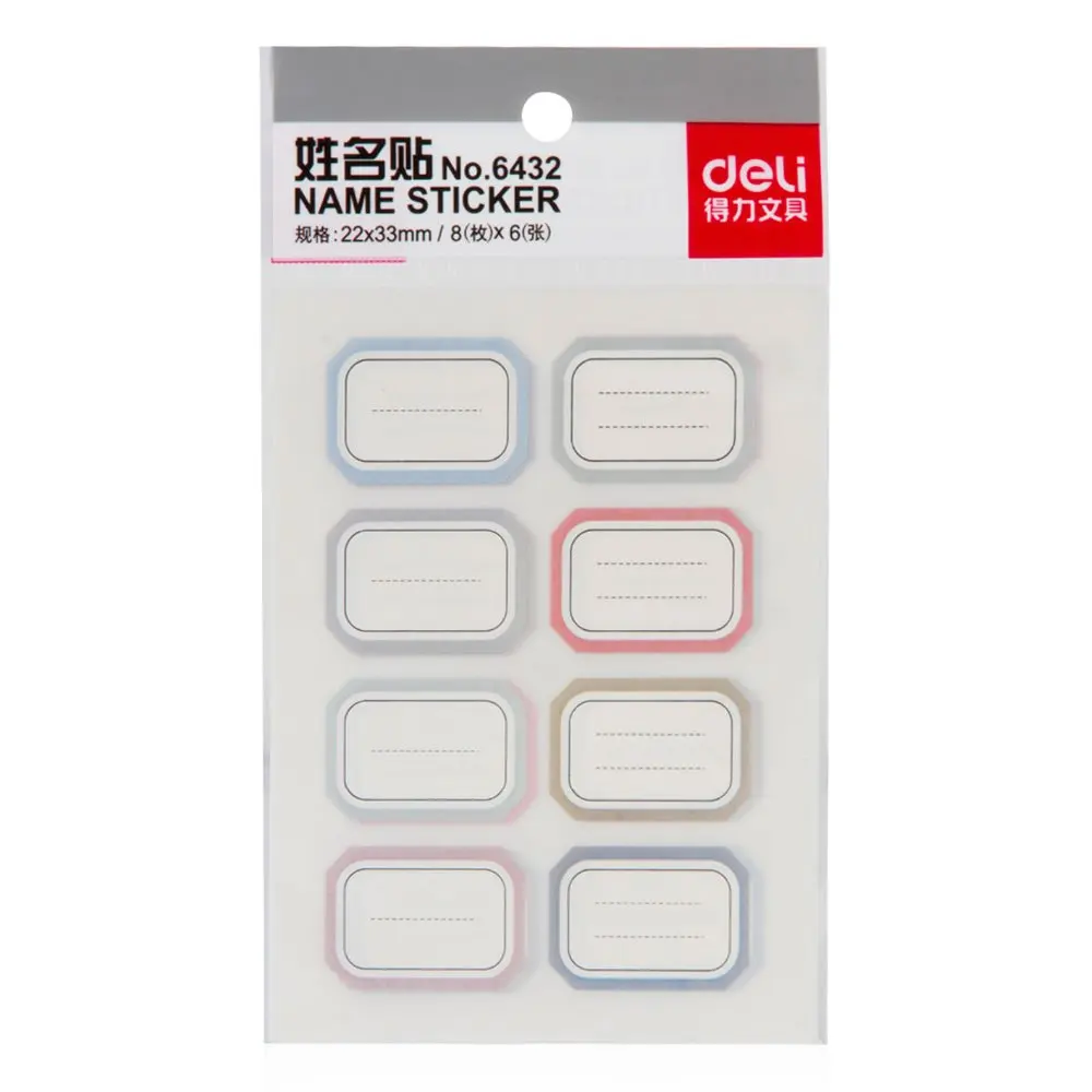 10 Packs X 6 Sheets Sticker Labels Self Adhesive Name Stickers Paper Label 22x33mm Easy To Write Deli 6432