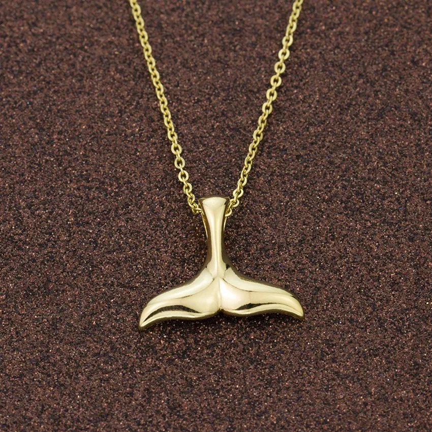 

Stainless Steel Chain Mermaid Tail Pendant Necklaces For Women Vintage Fish Nautical Color Whale Tail Choker Necklace