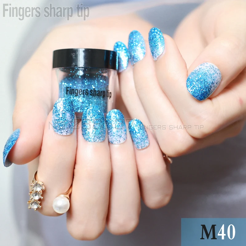 1 Box 5g 2mm Holographische Bunte Laser Nagel Glitter Pulver Schöne blau Nail art Staub Dekorationen Maniküre Nagel kunst DIY M40