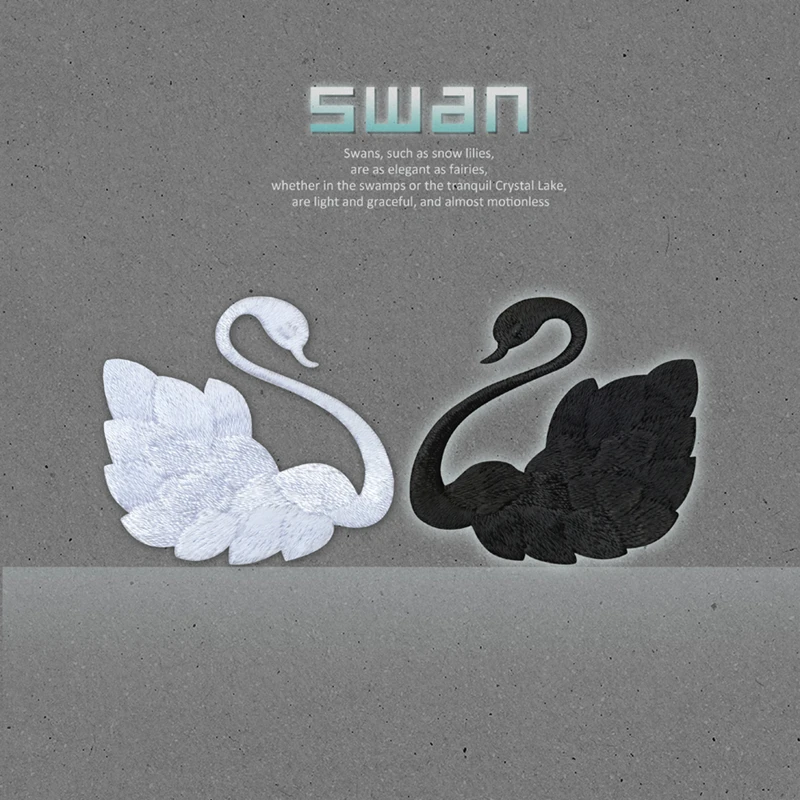 AHYONNIEX 1PC Embroidered Noble Swan Patches Fabric Animal Stickers Iron On Fashion Cute Clothes Literary Decorations