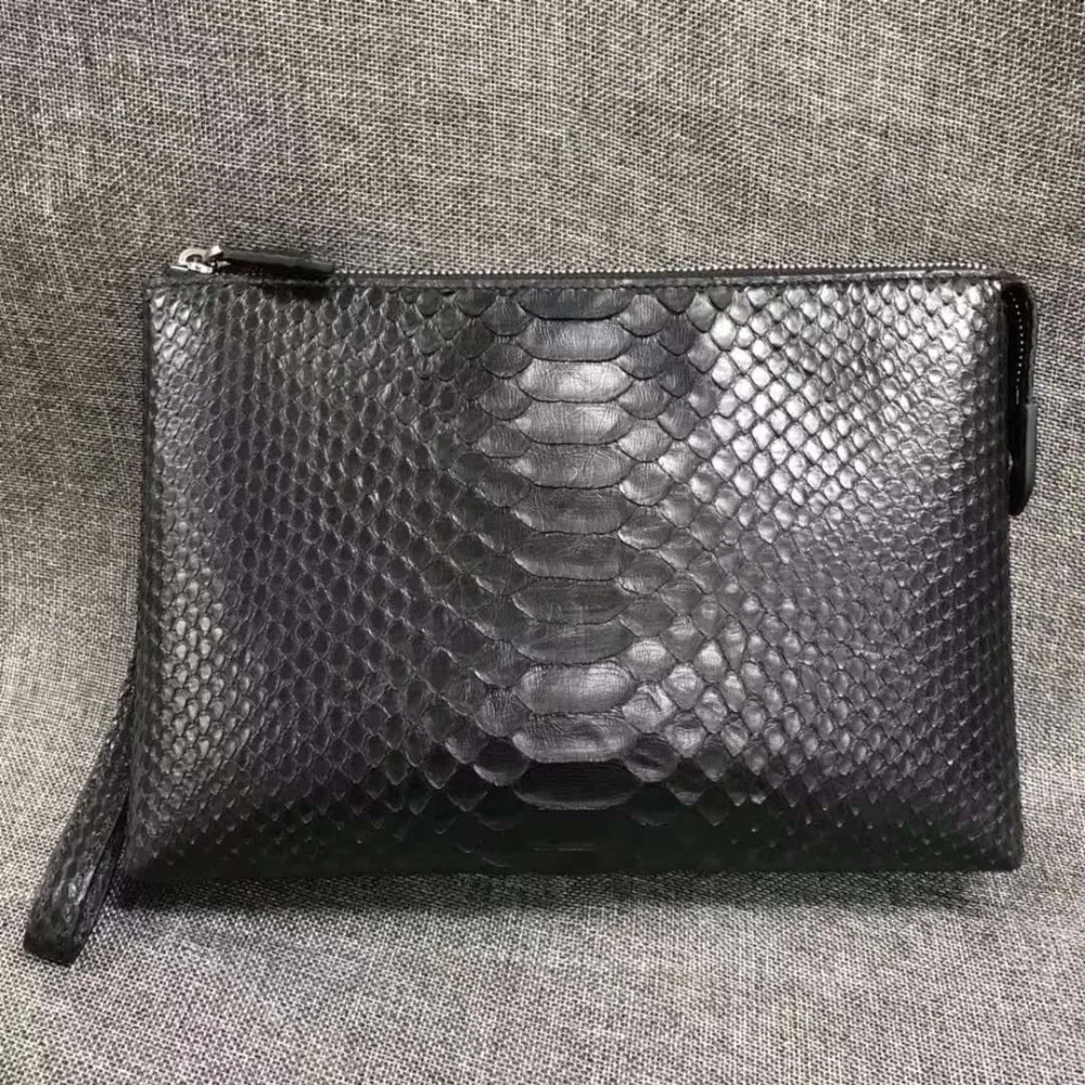 

100% genuine Python/Snake leather skin long size men clutch wallet purse bank card cash hoder case dark coffee black color