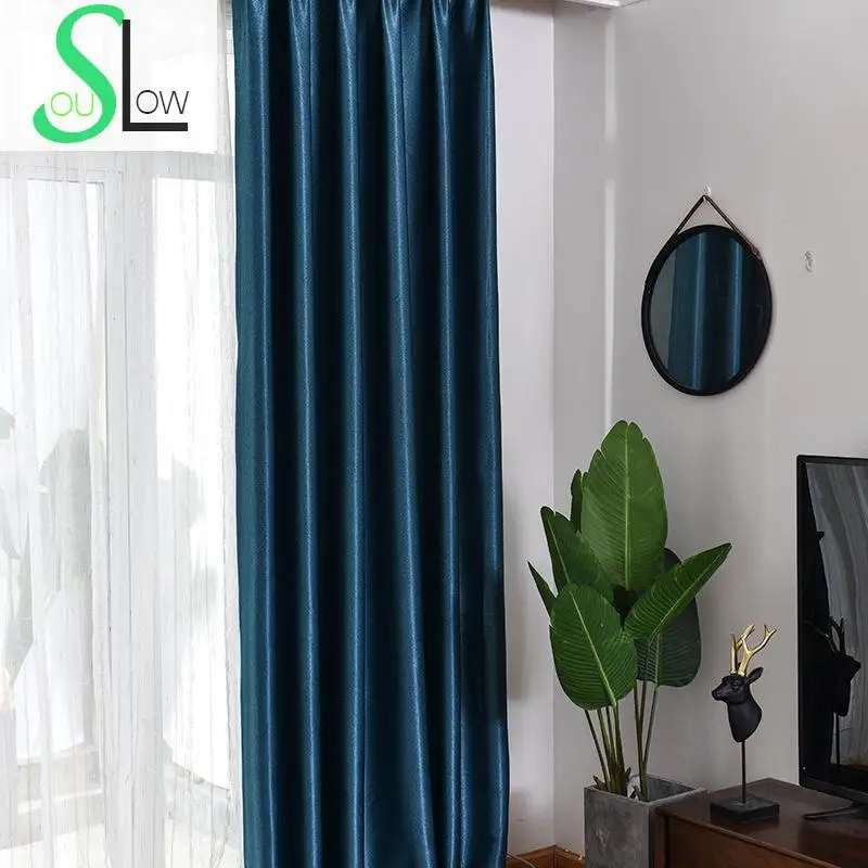 Slow Soul Blue Green Modern Jacquard Shade Curtains For Living Room Simple Bedroom Curtain Children Blackout Fabric Cortinas