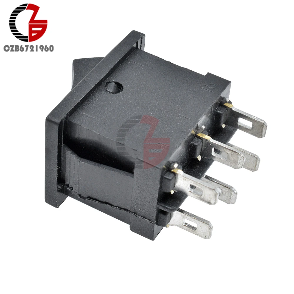 5PCS 6Pin DPDT ON-OFF-ON 3 Position Snap Boatlike Rocker Switch AC 6A/250V 10A/125V
