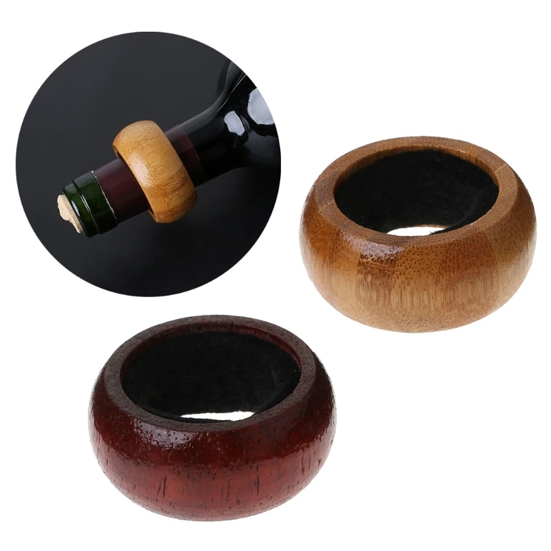 Wooden Red Wine Bottle Drip Drop Proof Stop Collar Ring Home Bar Accessories New