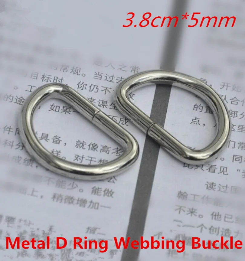 Wholesale 20pcs/lot 38mm*5mm Metal D type Ring Buckle hardwares accessories for Purse Bags and Handbag Fastener Free Shipping