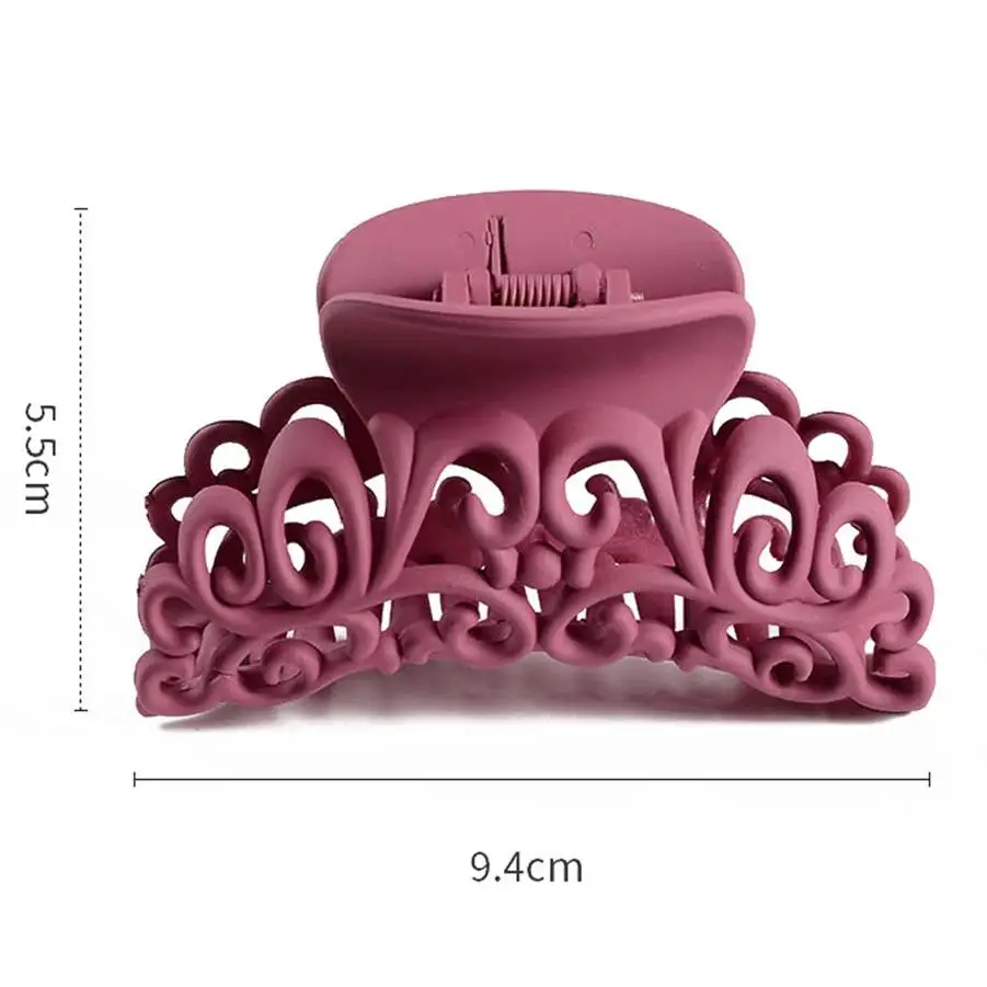 HOT Ladies Womens Hairdress Large Hair Claw Clip Barrette Crab Clamp Scrub Plastic Hollow Flower Hair Accessories