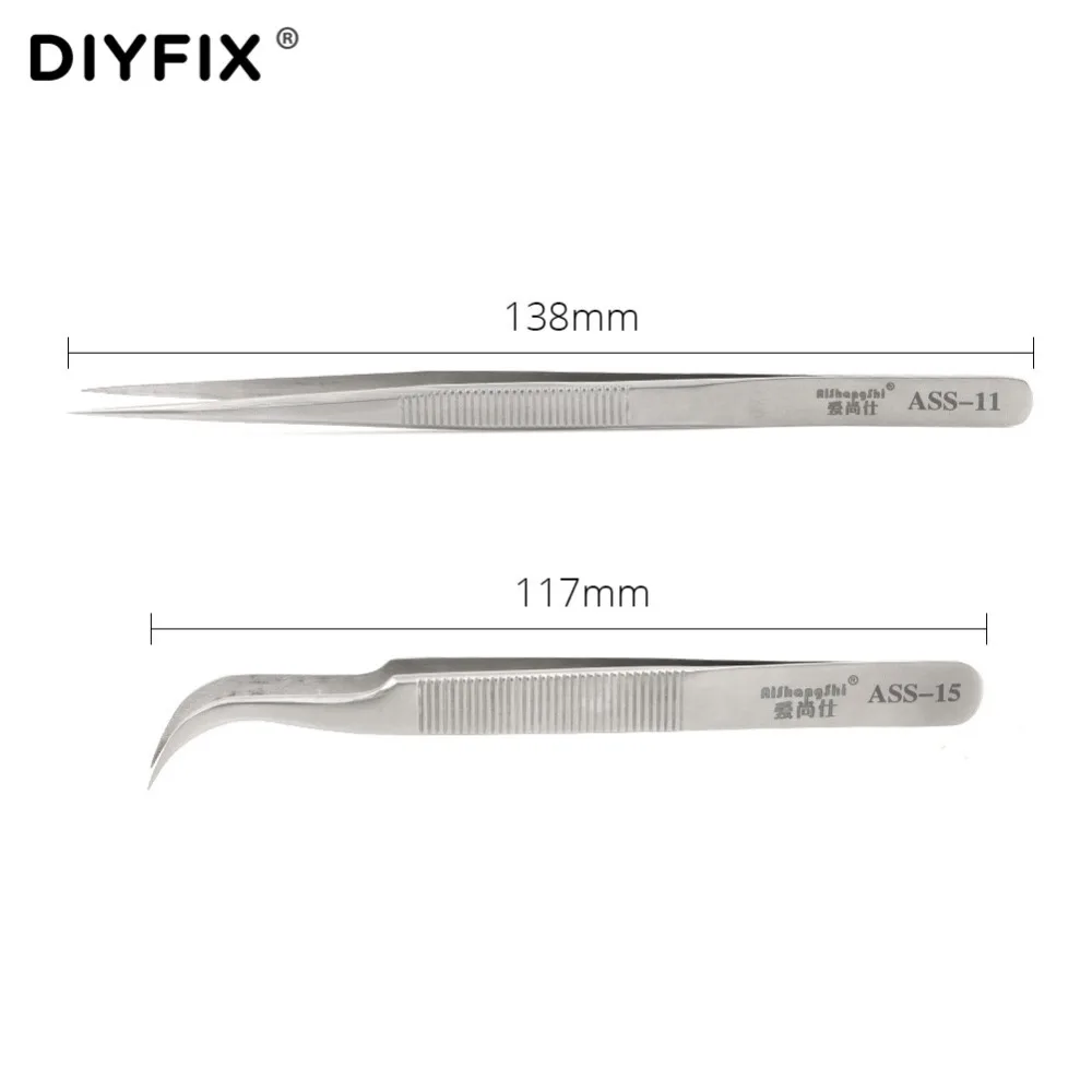 DIYFIX Chính Xác Điện Tử Nhíp Chống Tĩnh Điện Cong Thẳng Đầu Không Kìm Cộng Lực Sửa Chữa Điện Thoại Cầm Tay Bộ