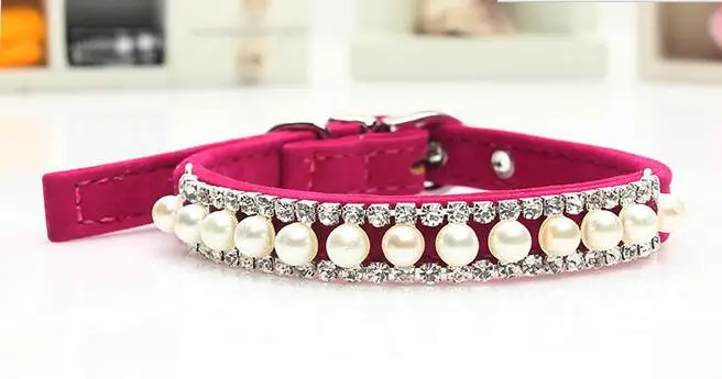 New Fashion Diamond Dog Pet Collar Puppy Collars Cat Accessories Rhinestone With Buckle Personalized Pearl Necklace For Pet Dogs