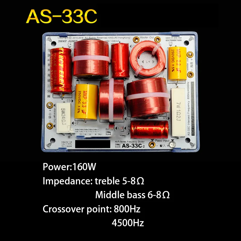 1 PCS HiFi Audio Speaker 3 Unit Audio Frequency Divider Treble Midrange Bass 3 Way Crossover Filters 160W 180W 200W 320W