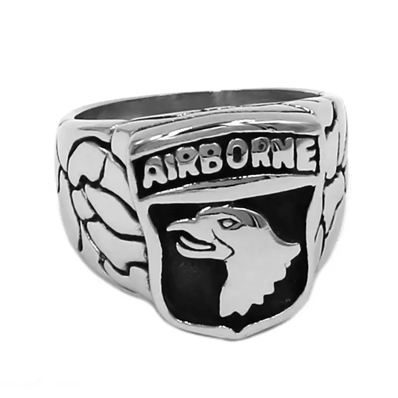 The 101st Airborne Screaming Eagles Ring 316L Stainless Steel Jewelry Punk US Army Ring Biker Rings For Men Wholesale SWR0751A