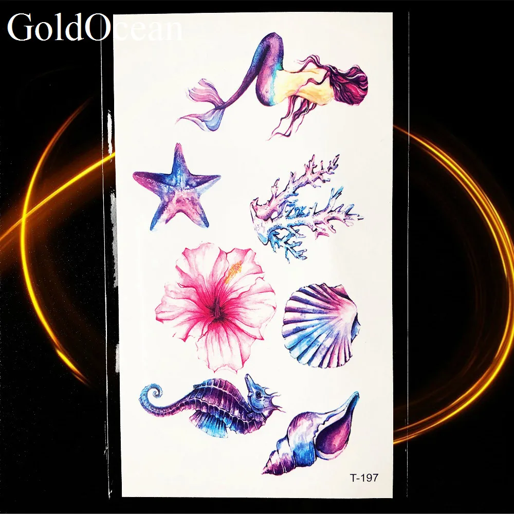 10.5x6CM Geometric Cute Dolphin Temporary Tattoo Starry Sky Whale Kids Body Hand Art Tattoo Stickers Men Arm Drawing Tatoos Girl