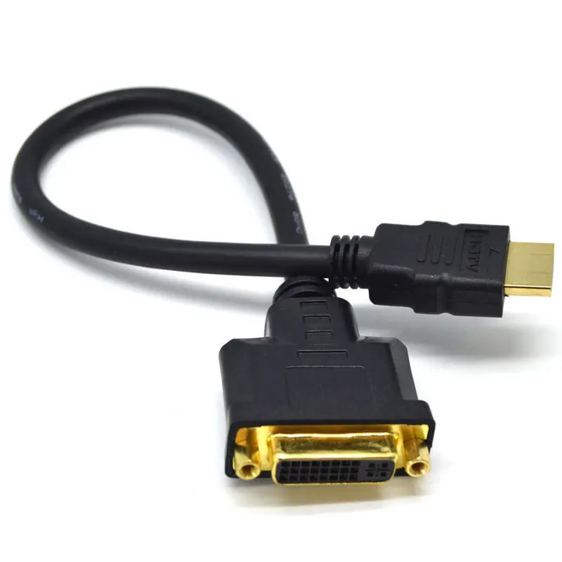 30CM HDMI-compatible  Male to DVI-I 24+5 Female M/F Cable Video Adapter Cord For HDTV LCD DVD PC