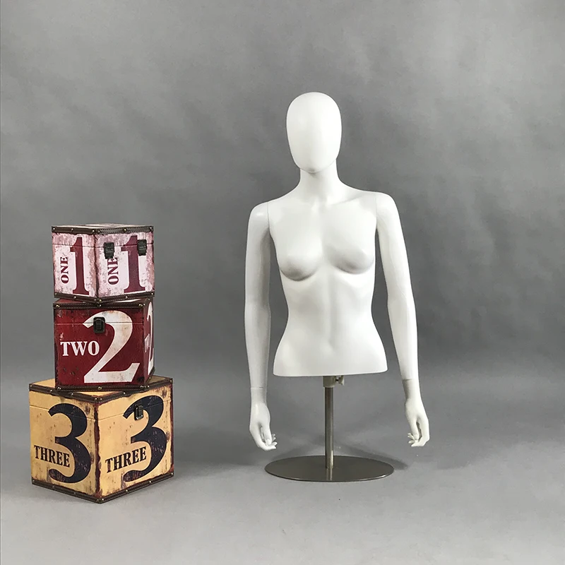 

Новое поступление, модный белый цвет, мужской и женский манекен для верхней части тела с металлическим основанием, прямая продажа с фабрики