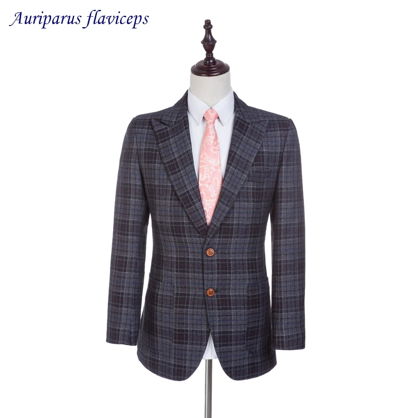 

2023 New Jacket Tweed Suit Jacket Notched Lapel Groom Tuxedos Damier Check Suit Jacket Custom Made Blazer 1 Piece