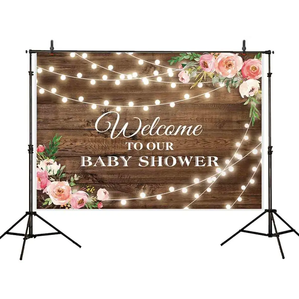 Allenjoy graduation photo backdrops brown wood wall flowers light baby shower background photophone photocall photography