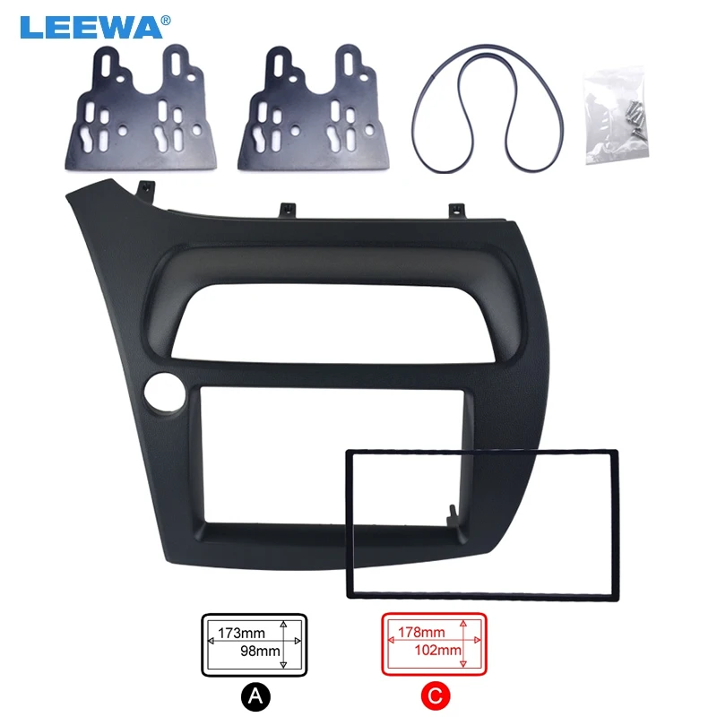 

LEEWA Double Din Fascia for Honda Civic Radio DVD Stereo CD Panel Dash Mounting Installation Trim Kit Face Frame Bezel #CA2652