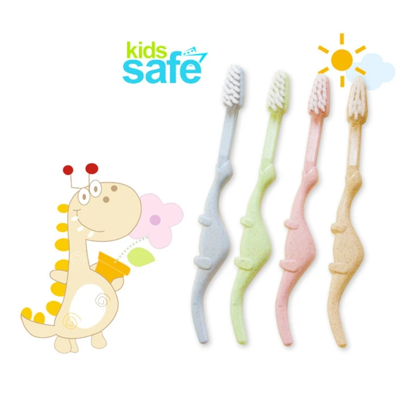 Baby Toothbrush Natural Wheat Straw Cartoon Toddler Children Newborn Oral Care