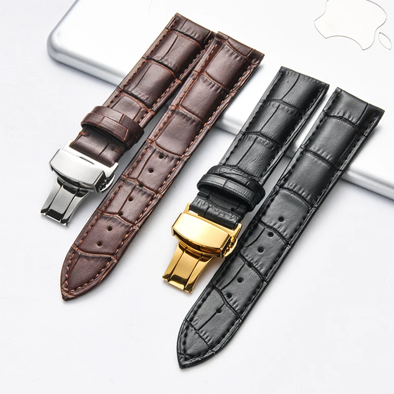 New High quality Genuine leather watchband 16MM 18mm 19mm 20mm 21mm 22mm leather strap for Tissot watch with folding buckle