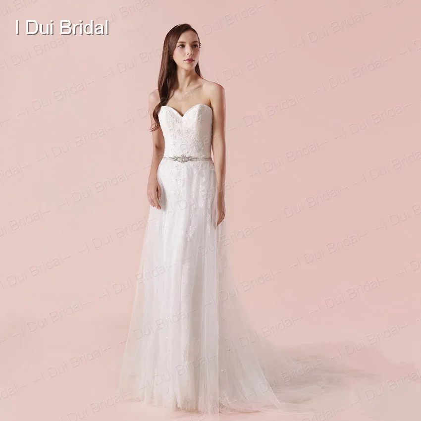 Sweetheart A line Wedding Dress with Jewel Belt Lace Appliqued New Style