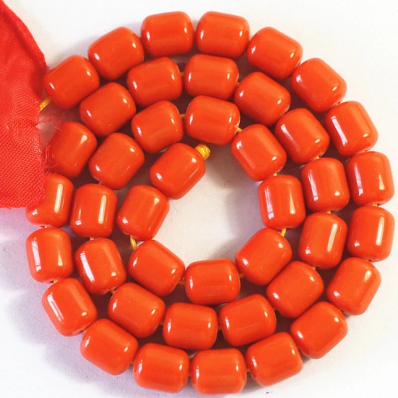 Orange red resin beeswax fashion 8*9mm 9*11mm 10*13mm barrel rice fit diy necklace bracelet loose beads jewels making 15inch B69