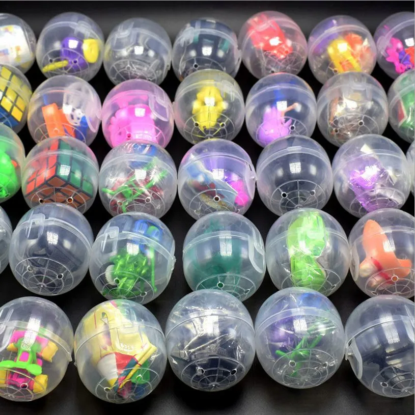 10pc/pack 47mm*55mm Clear Plastic Siamese Capsules Toy Balls With Different Toy Ramdom Mix For Vending Machine