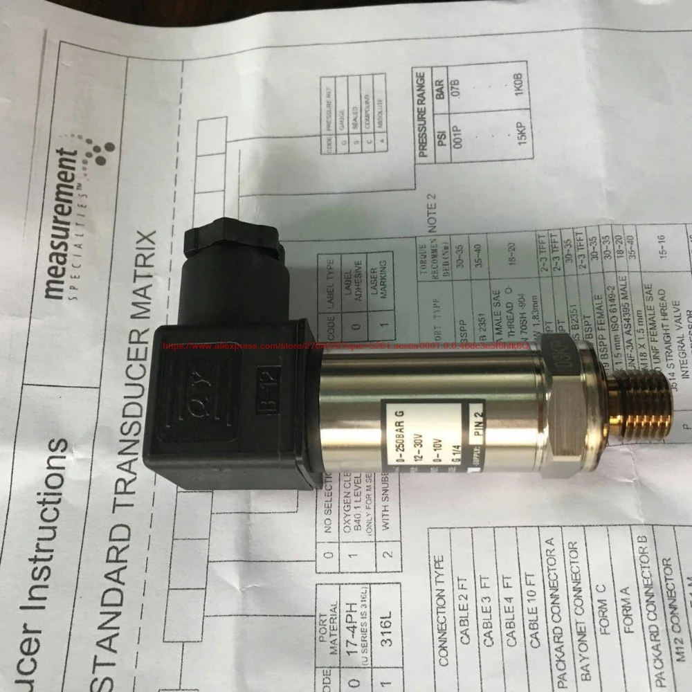 Pressure sensor M5277-02000U-250BG, 0~10V, G1/4