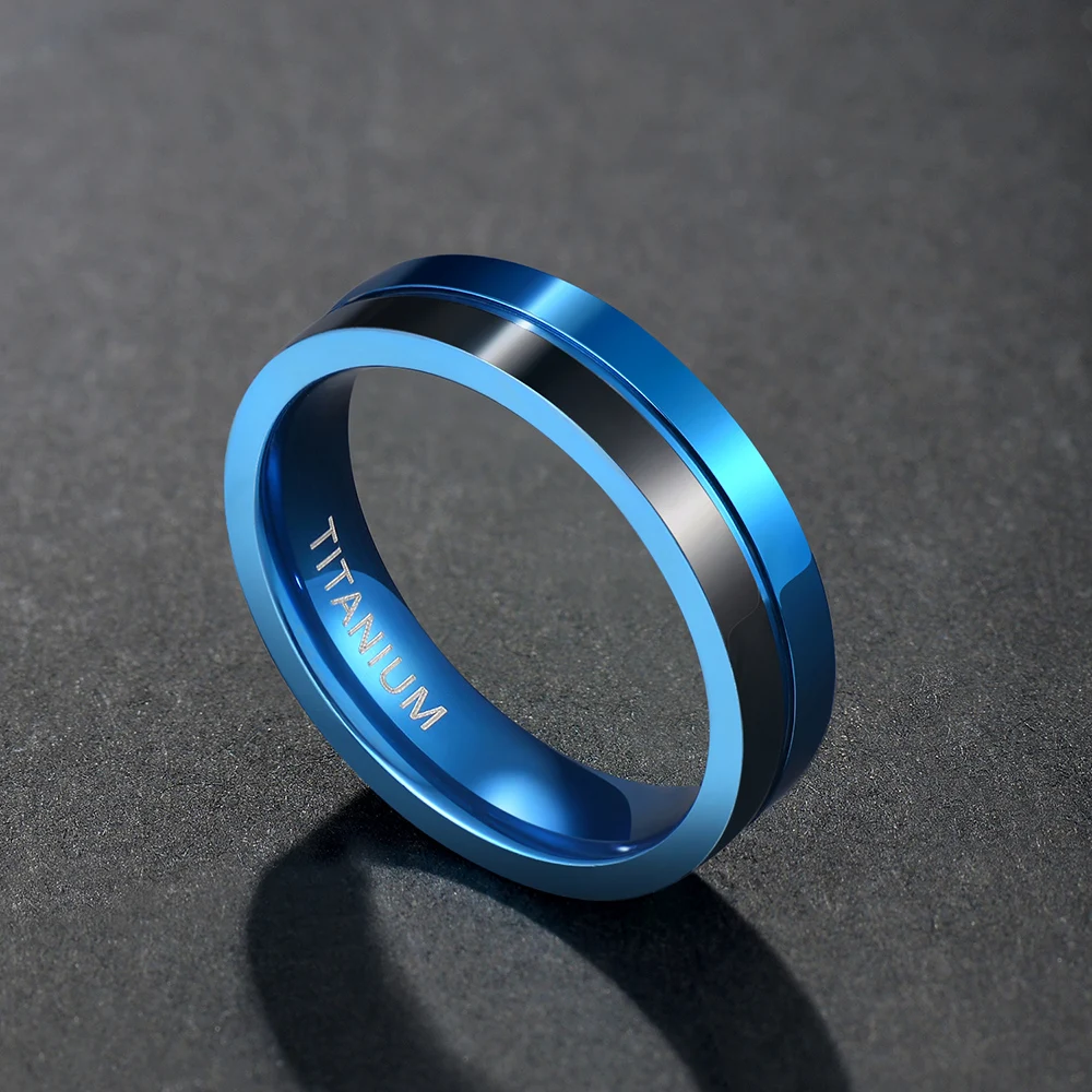 Tigrade Black Blue Titanium Ring 5mm 7mm Men Women Engagement Anel Masculino Rings For Male Wedding bague Anillos Hombre