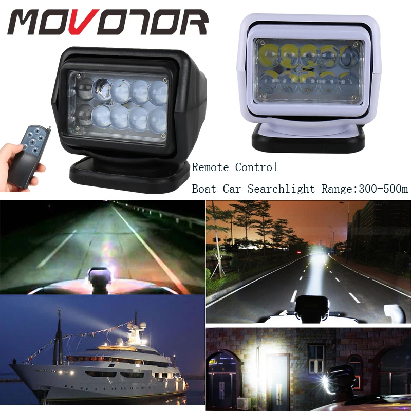 

50W Marine Search Light Led Spot Light 12/24V Wireless Spotlight for Boat Trucks Off Road Black/White Housing 360 Rotate 1Pcs