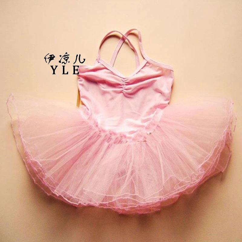 Vestido tutu de bailarina infantil, traje de dança infantil suspensórios