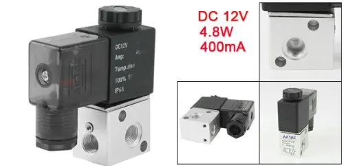 

1 PC NOW 3v1-06 DC 12V 400mA 4.8W 1/8"PT 2 Position 3 Way Port Direct Drive Type Electric Solenoid Valve for Pneumatic Air Water