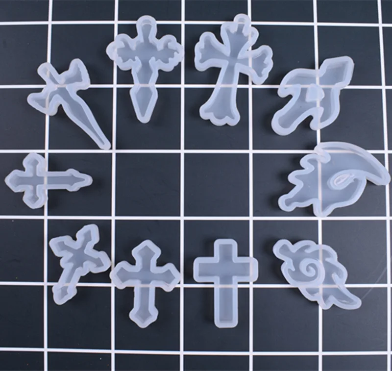 HOT Crystal Epoxy Cross Pendant resin Silicone Mould Handmade DIY Variety of Cross Star Model Jewelry craft Decoration