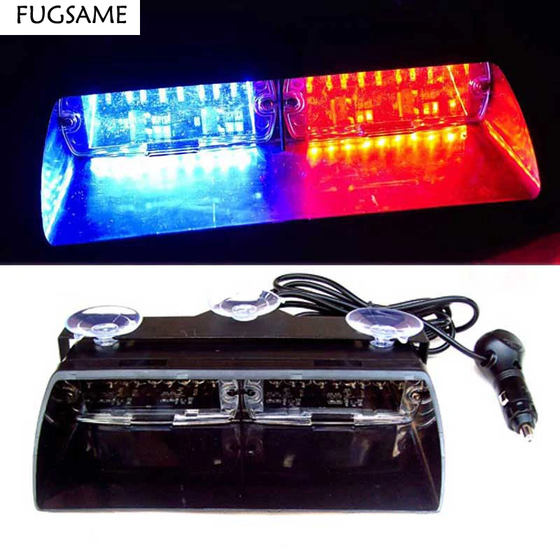 FUGSAME 96W 16Led Power Car Light Police Fireman Dash Dashboard Strobe Flashing Day/Night Running Warning Caution Fog Lamp White