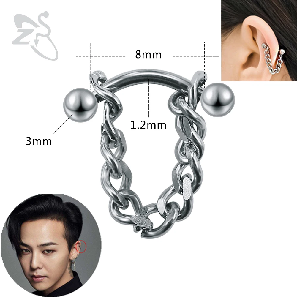 Fashion Men Earrings Stainless Steel Korean Jewelry Chain Earring Stud Unisex Jewelry Bijoux  bigbang kpop G-Dragon GD Earrings