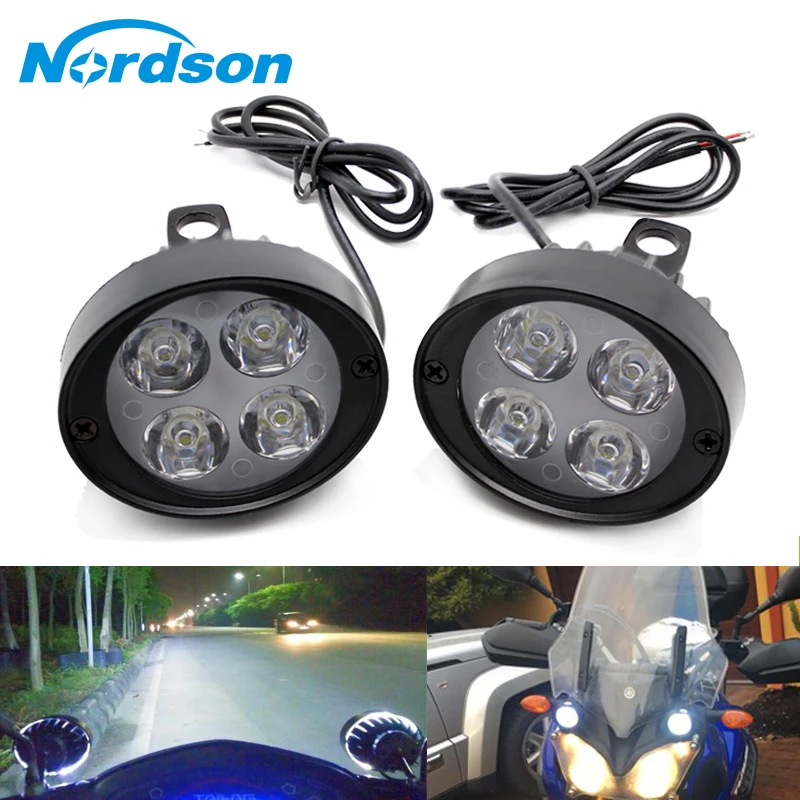 

Nordson 2Pcs LED Motorcycle Light Switch Spotlight Assist Lamp Side Mirror Mount Installation Motorbike Light