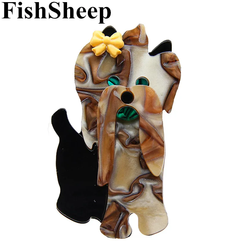 

FishSheep New Dog Brooches Pins Resin Animal Acrylic Brooch And Pins For Women Man Banquet Decoration Dress Female Accessories