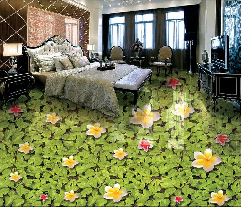 

custom 3d flooring Magnolia green leaves wallpaper for kids room vinyl flooring living room decoration