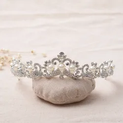 Magnificent Pearl Rhinestone Bridal Crowns Tiaras Fashion Crystal Diadem for Brides Headbands Wedding Hair Jewelry Accessories