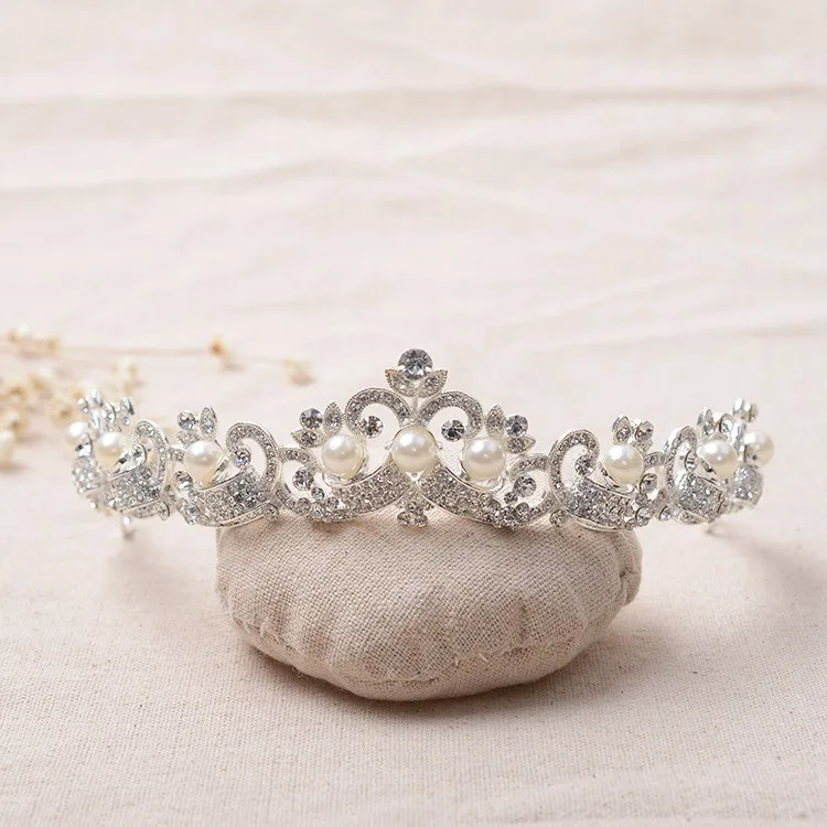 Magnificent Pearl Rhinestone Bridal Crowns Tiaras Fashion Crystal Diadem for Brides Headbands Wedding Hair Jewelry Accessories