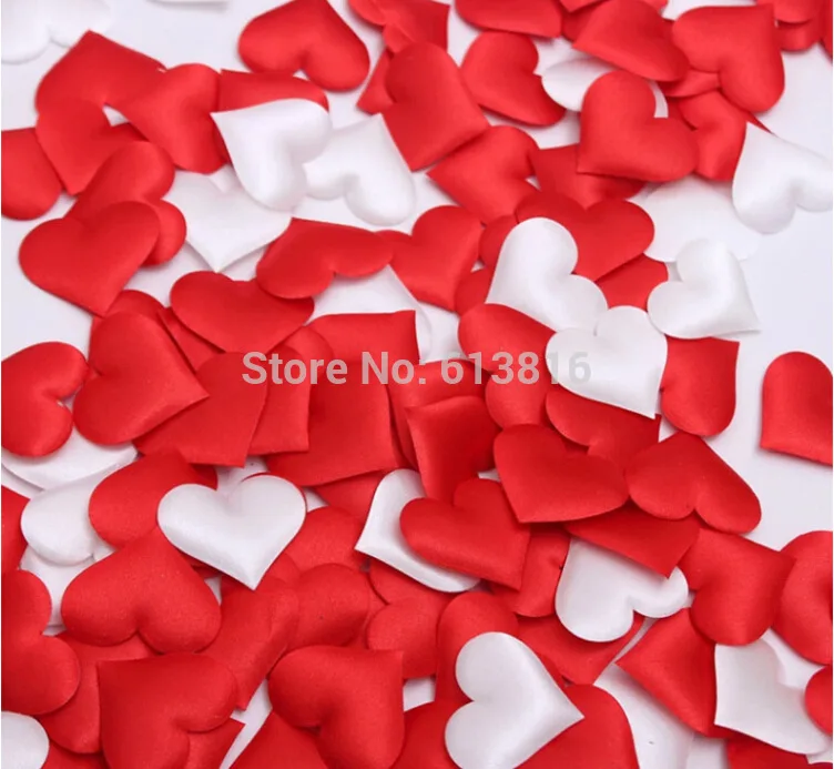 FREE SHIPPING 1000pcs (500pcs white +500pcs magenta)Wedding Table Decoration Heart,DIY Party Decoration,Fabric Heart Applique