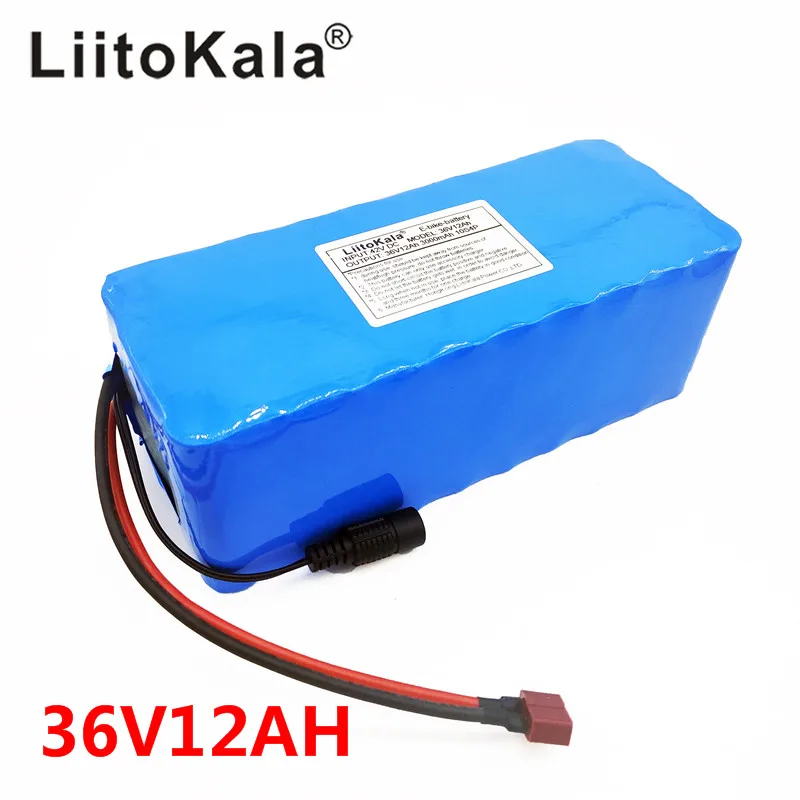 NEW LiitoKala 36V 12AH Electric Bicycle Battery Built In Lithium Battery BMS 20A 36 Volt With 2A Battery Charge Ebike