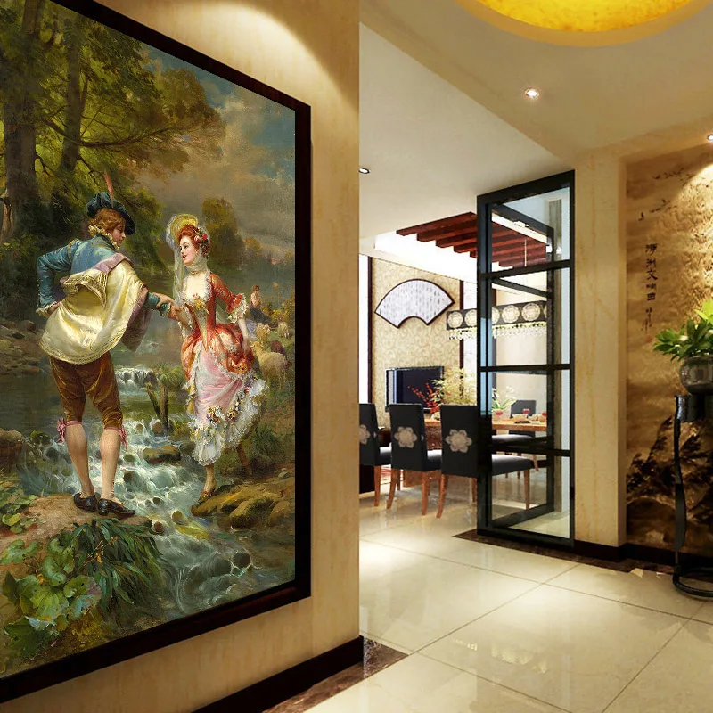 Photo Wallpaper 3D European Style Oil Painting Figure Murals Living Room Hotel Entrance Background Wall Paper 3D Papel De Parede