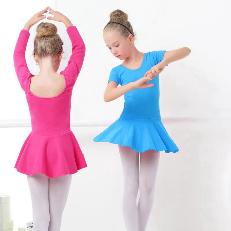 Vestido de balé feminino, malha de algodão para ginástica, roupa de dança para crianças pequenas, vestido de balé para meninas