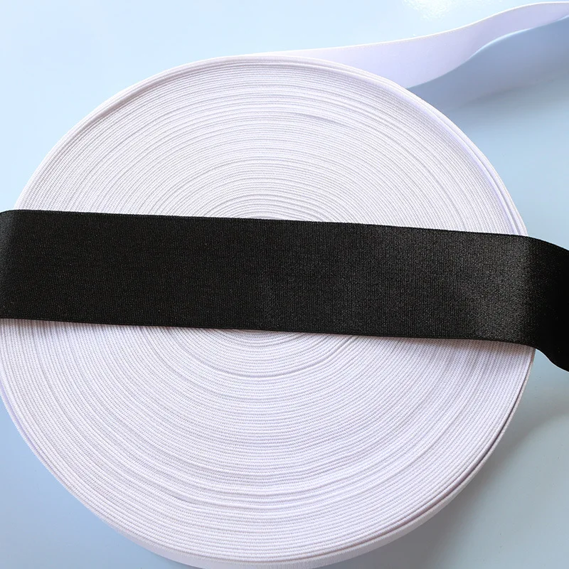 Silky Elastic Band for Pants, Skirt Waist, Clothes Show Garment Decor, Sew Material, Black, White, Smooth Stretch Belt, Nylon We