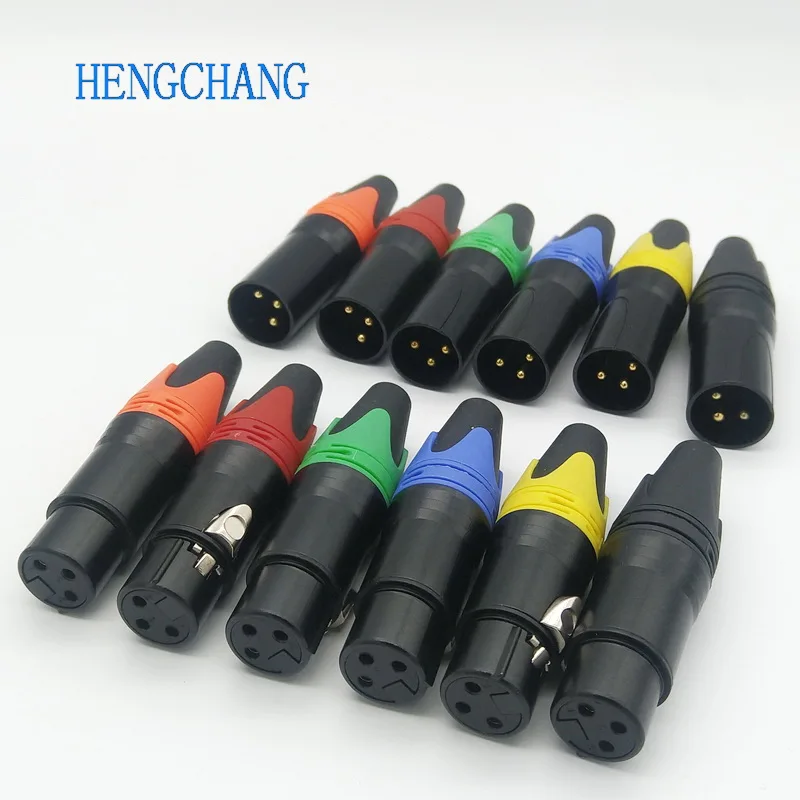 12 قطعة لون الذهب تصفيح XLR موصل الصوت ميكروفون التوصيل 3 القطب المتكلم موصل الذكور الإناث لتقوم بها بنفسك ميكروفون موصل