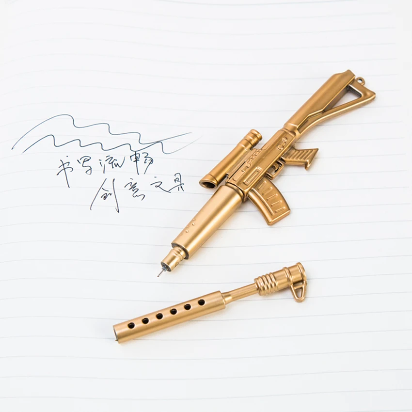 1PC Cute Funny Kawaii Pens Rollerball Pen School Supplies Creative Gold Gun Shape Ballpoint Pen Stationery