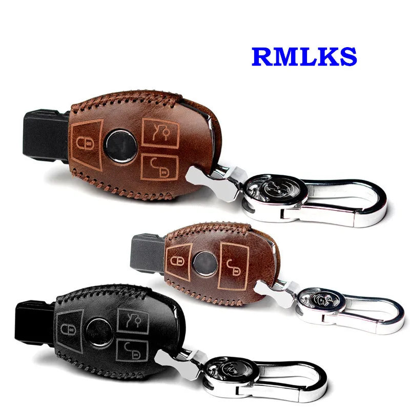 Genuine Leather Car Key Cases For Mercedes Benz W203 New E Class E200 E260 E300 E320 BGA Remote Keyless Key Cover Bag Fob Shell