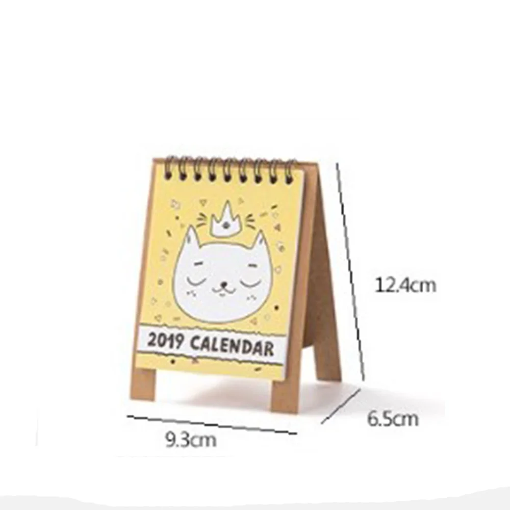 2019   Creative Desk Kawaii Cartoon Calendar 12.5 * 9.5cm Multi-function Storage Box Timetable Plan Notebook