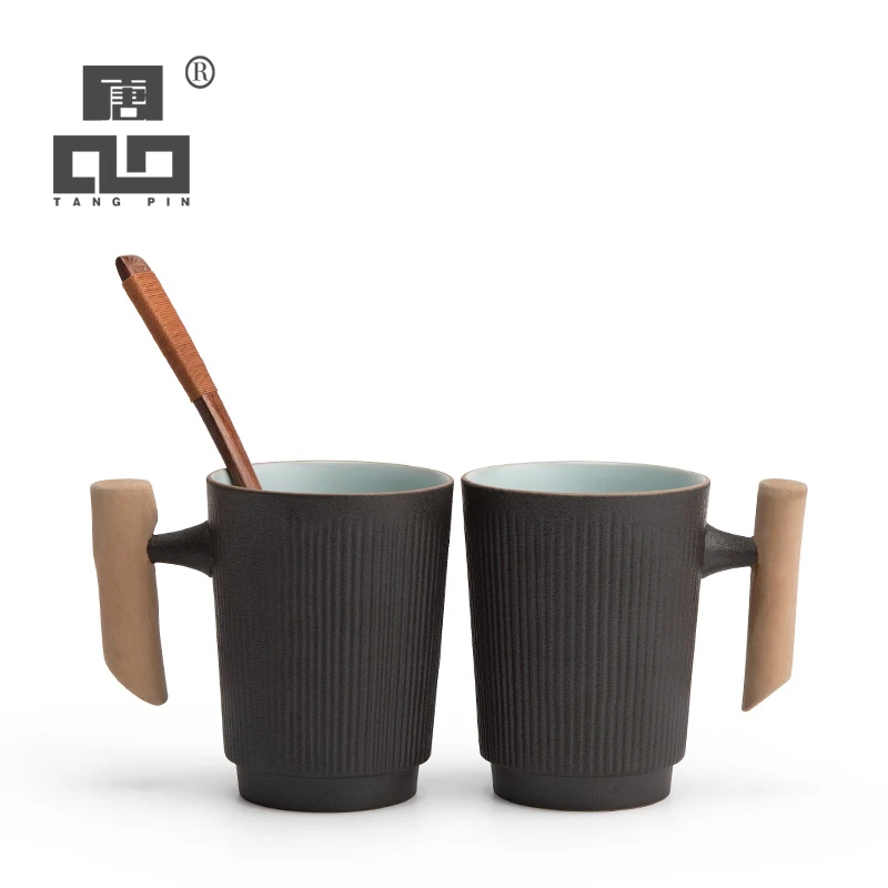 

TANGPIN-Ceramic Tea Mug with Filter, Black Crockery, Coffee Cup, 250ml