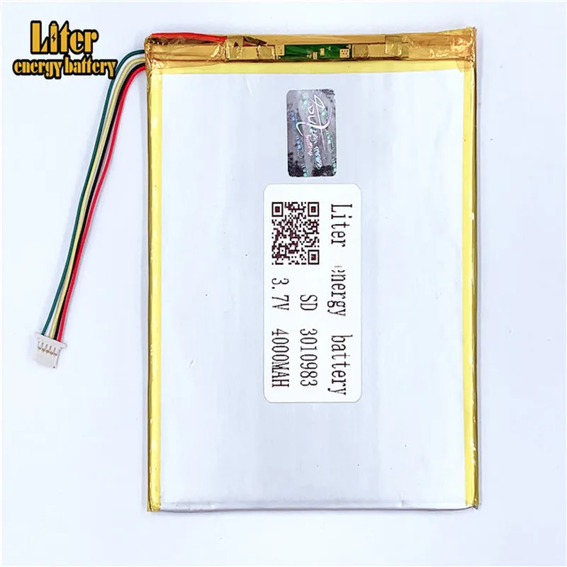 

plug 1.0-5P 3.7v 3010983 3011085 4000mah Polymer Lithium Li-Po Rechargeable Battery For MP5 GPS DVD E-book Tablet PC video gamey